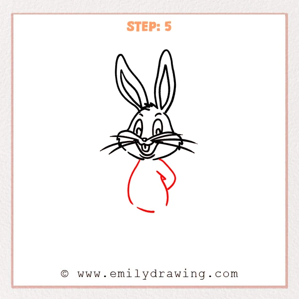how to draw a bugs bunny - Step 5